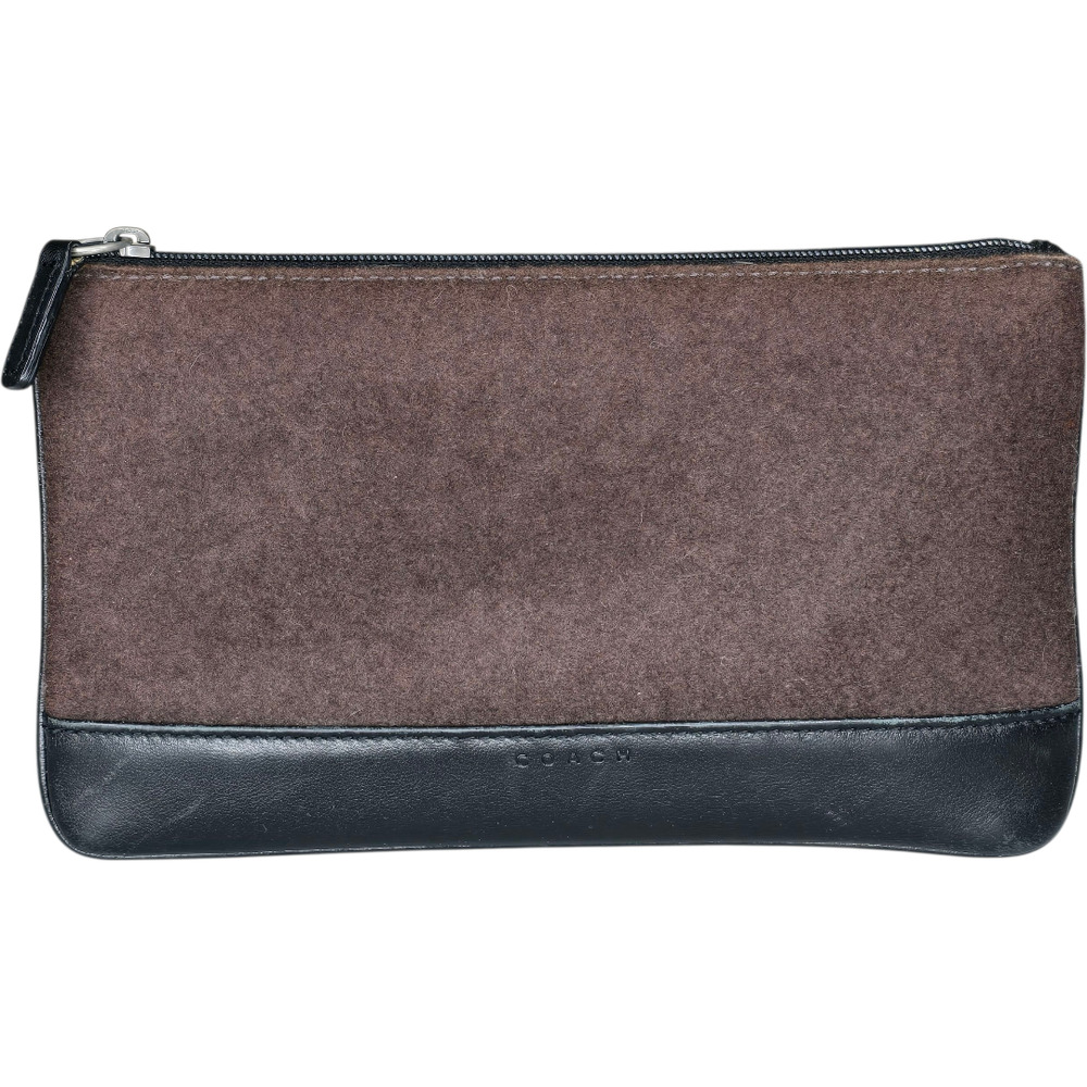 Coach Vintage German Wool Leather Skinny Case Brown‎ Black Rare Y2K